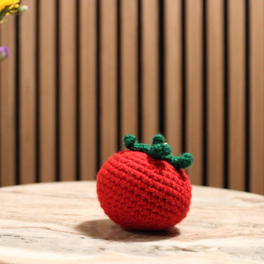 Crochet Tomato Keychain, amigurumi, bag charm